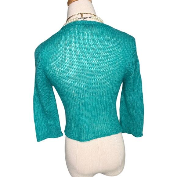 Wooden Ships wool mohair blend tie front 3/4 sleeve ballet sweater size M/L - Picture 3 of 6